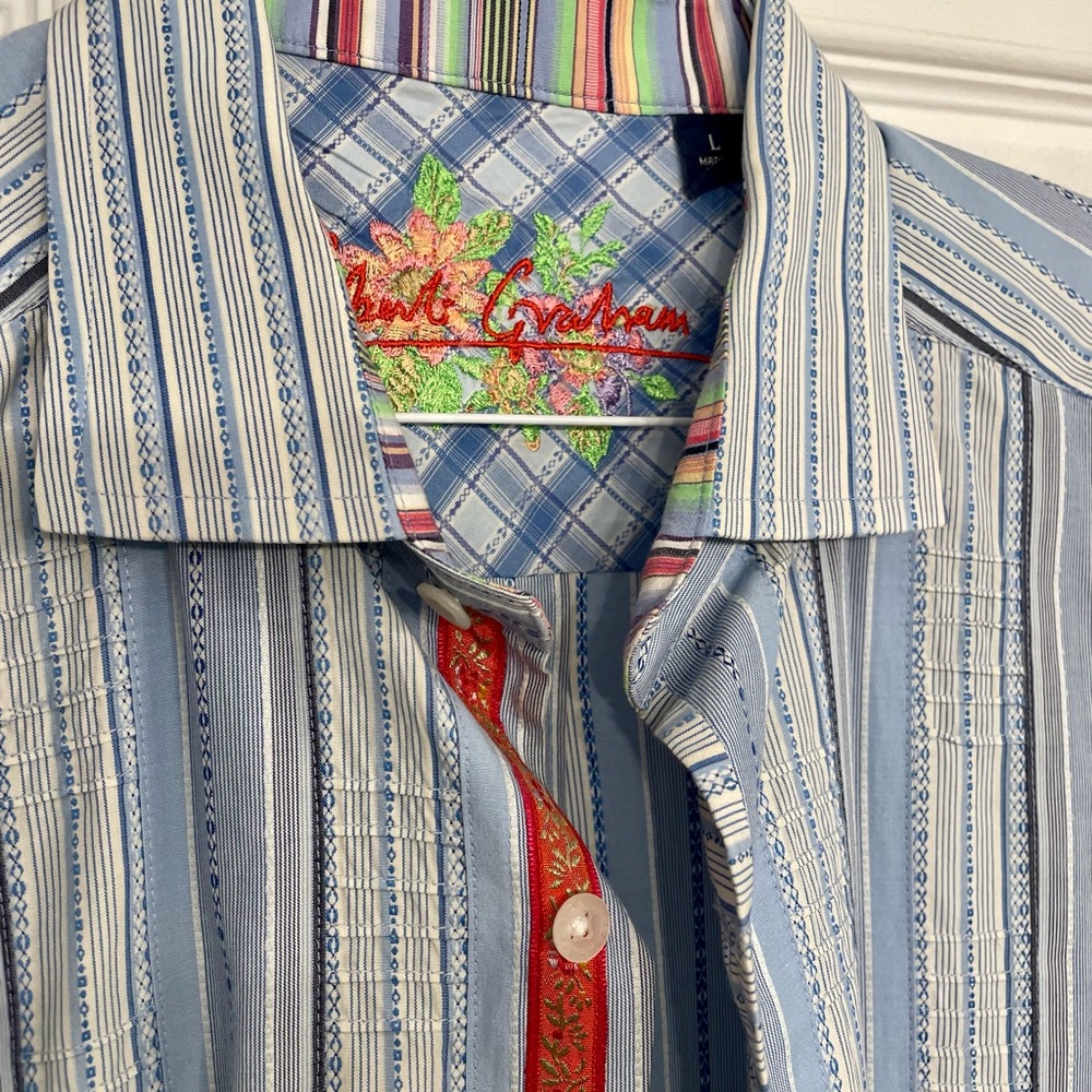 Robert Graham dress shirt- raised texture in striped and unique pattern